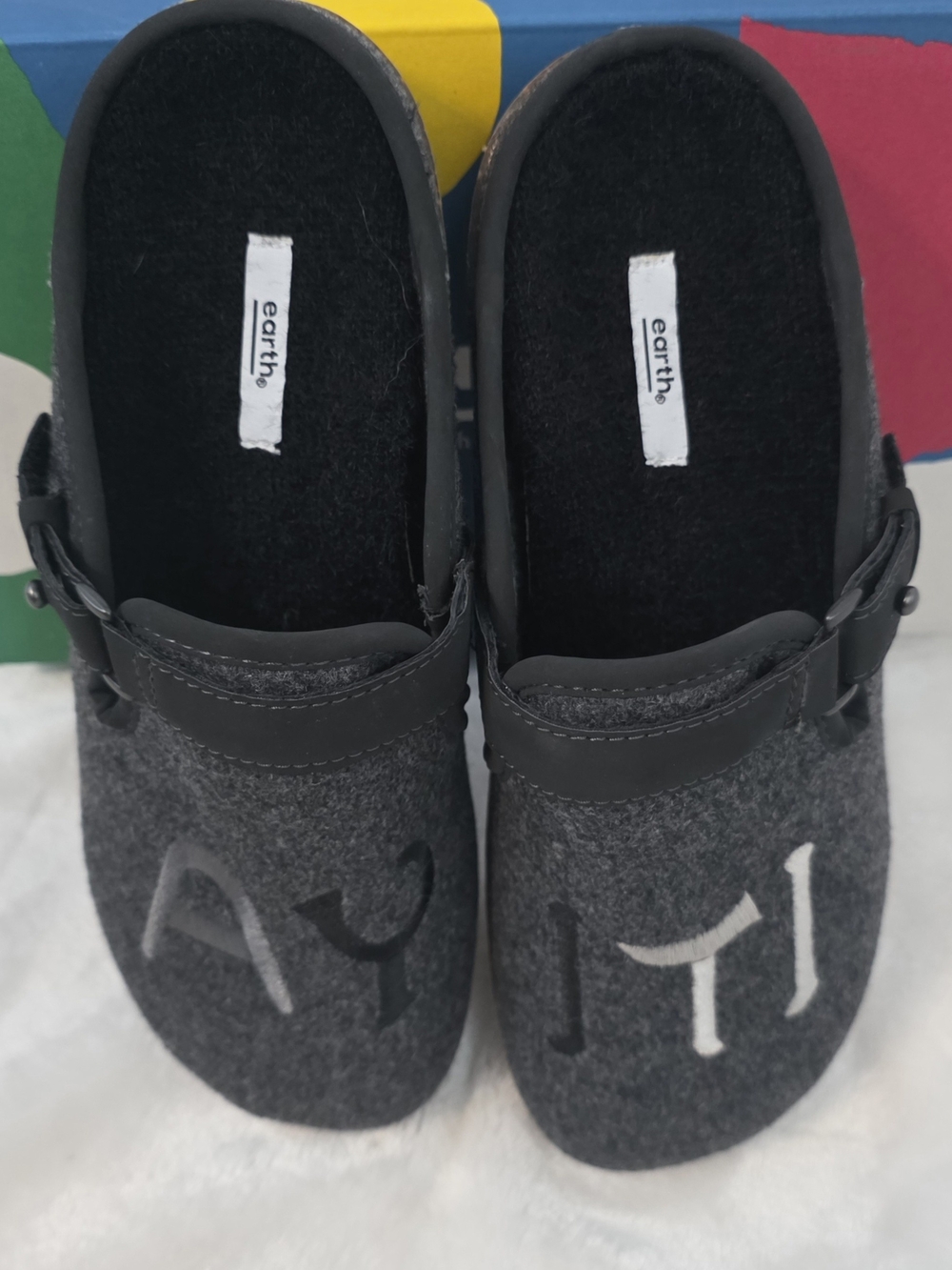 Earth  Black Multi Ayiti Fabric Slip-On  Mule Clogs Dream Renmen Size 7M